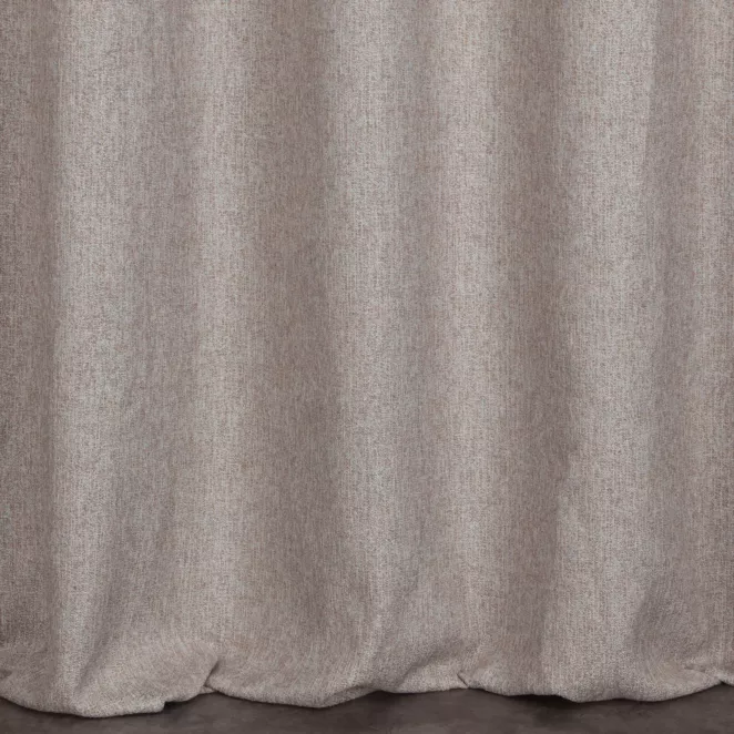 E38/4 Zasłona szyta na taśmie 5 cm beżowo błękitna z tkaniny w stylu eko i efektem melanżu