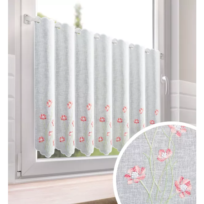 Tkanina firanowa zazdrostka zdobiona haftem roślinnym