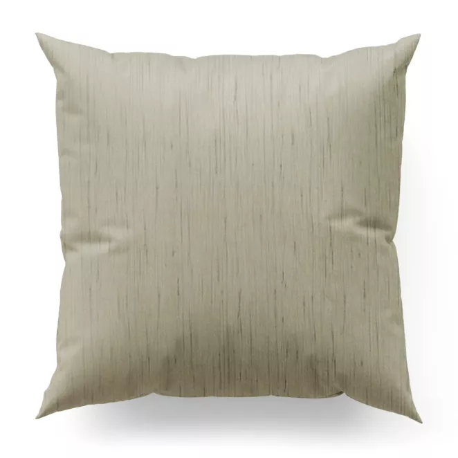 Poszewka szyta beżowa z tkaniny welwetowej w pionowe prążki, wykończona obciążnikiem