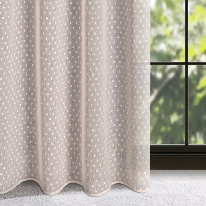 Zasłona różowa w groszki z etaminy 140x250 cm przelotka - HANIA