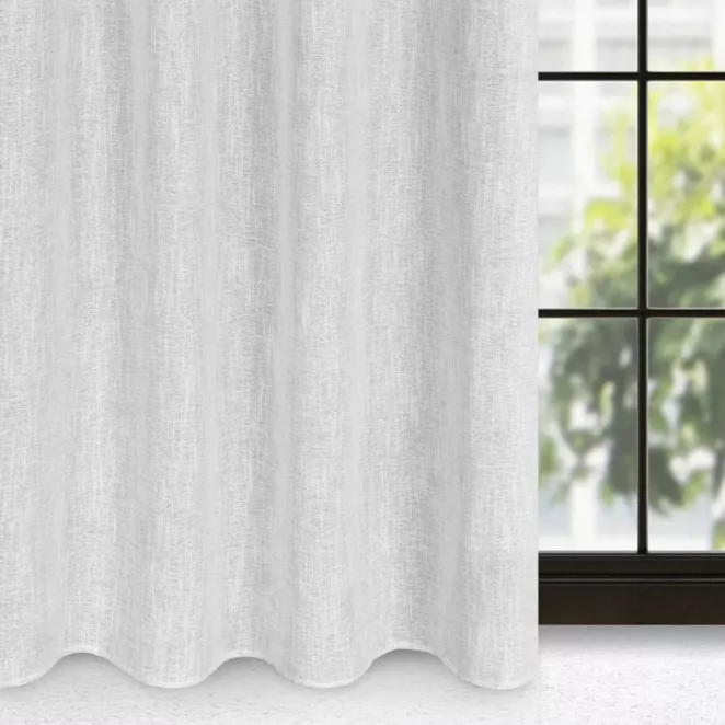 Zasłona biało, srebrna z widocznym splotem 140x250 cm przelotka - AGNES