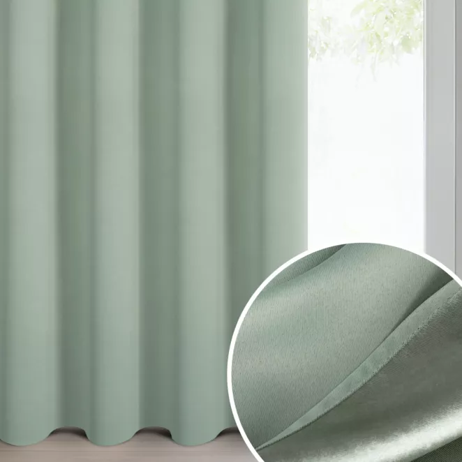 Zasłona miętowa zaciemniająca gładka 140x250 cm przelotka - NERISA