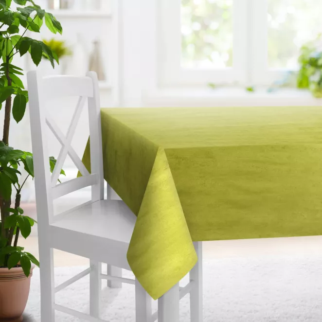 Obrus szyty SAFARI jasnozielony z miękkiej welwetowej tkaniny z połyskiem