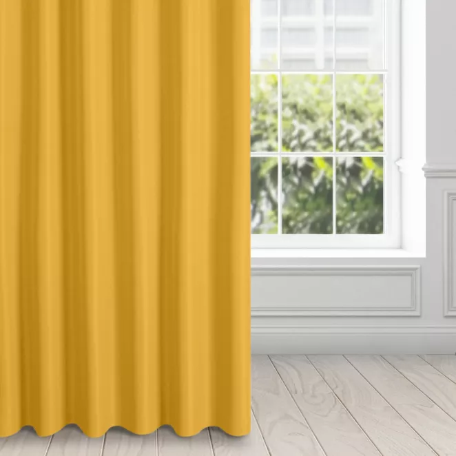 Zasłona musztardowa z matowej gładkiej tkaniny 140x270 cm taśma - RITA