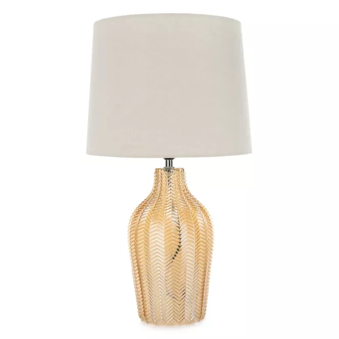 Lampa dekoracyjna DEVIN z wytłaczaną szklaną podstawą