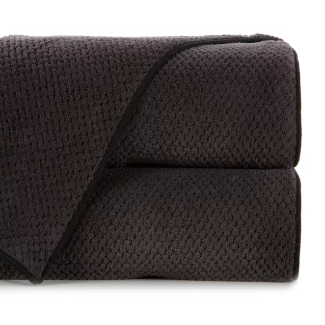 Ręcznik kąpielowy 70x140 cm szybkoschnący z mikrofibry kolor czarny o ryżowej strukturze 280 g/m2 ZOE 1