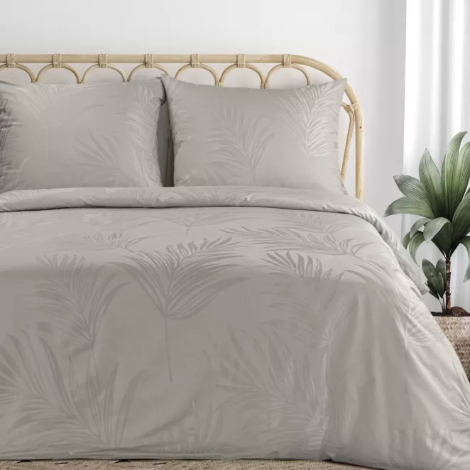 Pościel 160x200 cm bawełniana kolor szarobeżowy z żakardowym wzorem NATALIE