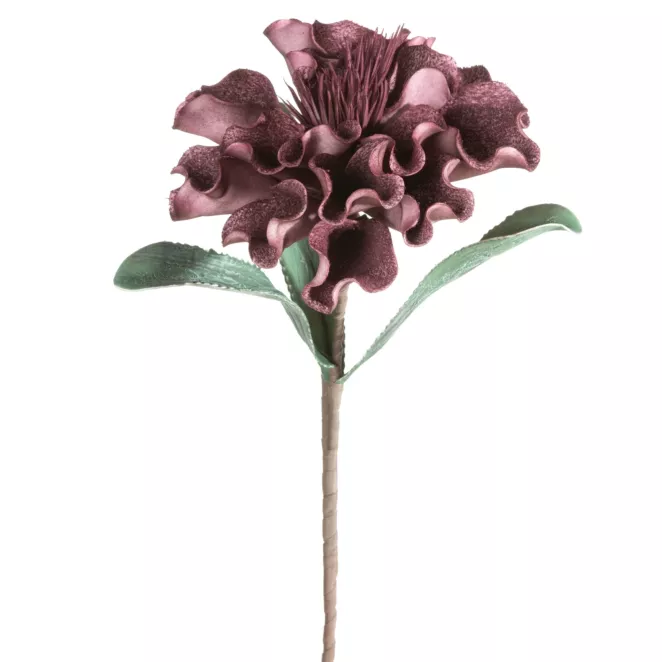 Kwiat sztuczny ciemnofioletowy z plastycznej pianki foamiran 75 cm