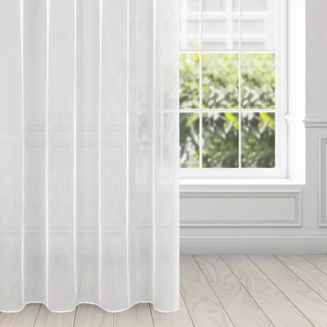 Firana biała o strukturze drobnego deszczyku 140x270 cm taśma NICEA