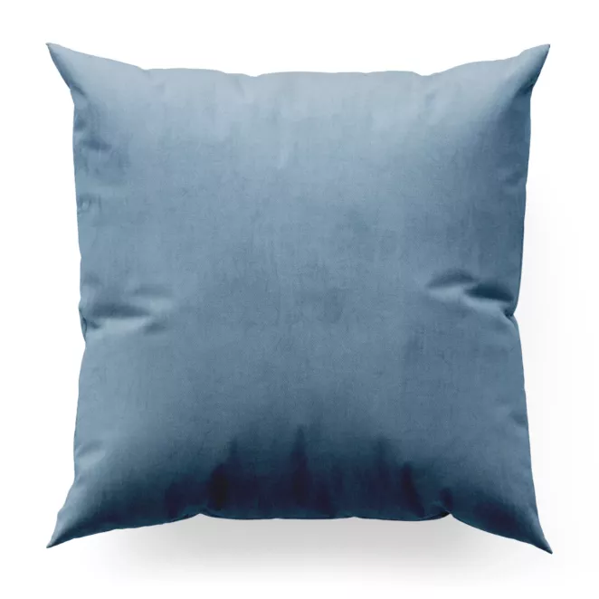 Poszewka szyta niebieska z miękkiej półmatowej tkaniny welwetowej