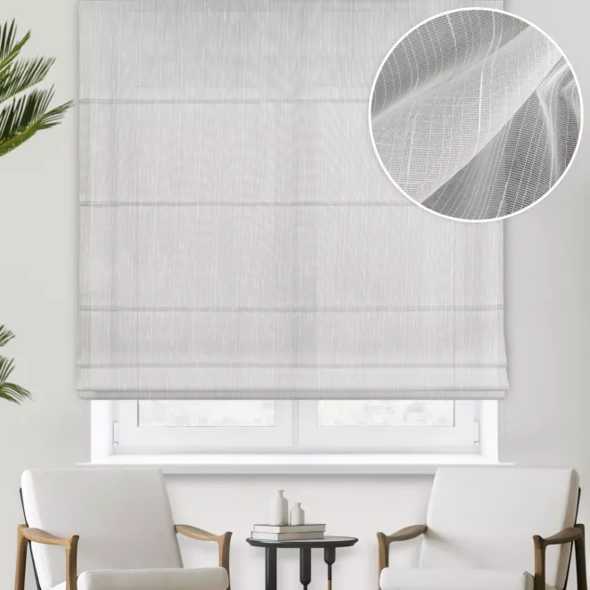 Roleta rzymska MILANO kremowa matowa z efektem pionowych prążków, wykończona obciążnikiem