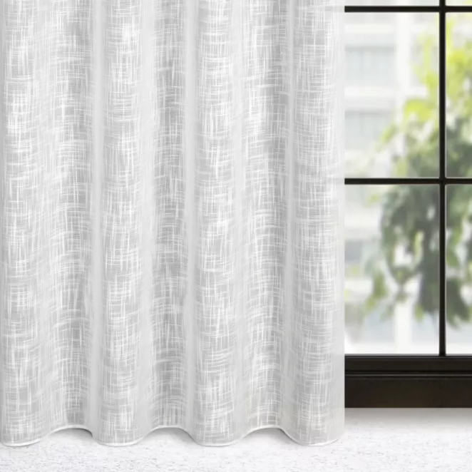 Zasłona biała o płóciennym splocie w stylu eko 140x250 cm przelotka - LIREN