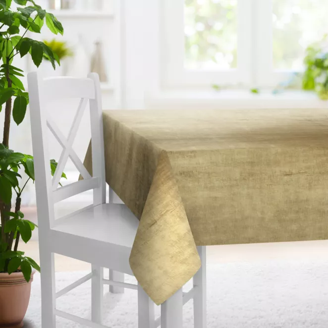 Obrus szyty SAFARI 1 ciemnozłoty z miękkiej welwetowej tkaniny z połyskiem i poziomym prążkiem