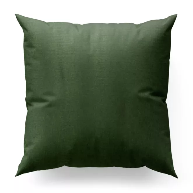 Poszewka szyta ciemnozielona z tkaniny z dodatkiem połyskującej nici, z widocznym ozdobnym splotem