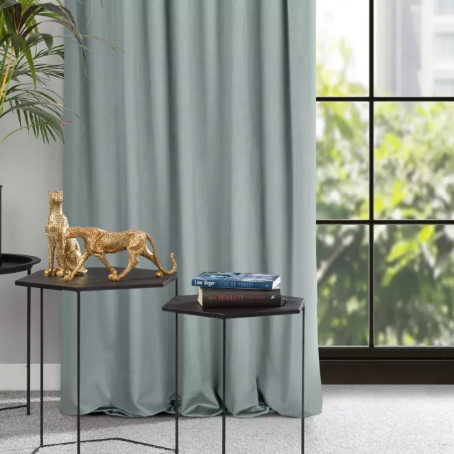 Zasłona szara z gładkiego i miękkiego welwetu 140x300 cm taśma imitująca flex - MADLEN