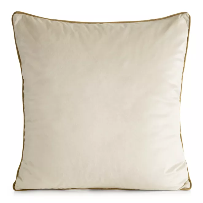 Poszewka na poduszkę 60x60 cm welwetowa kolor jasnobeżowy o delikatnym połysku z ozdobną lamówką GAJA 2