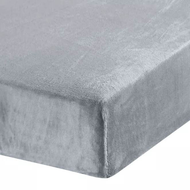 Prześcieradło polarowe z gumką 220x200 cm kolor srebrny 250 g/m2 FLANO