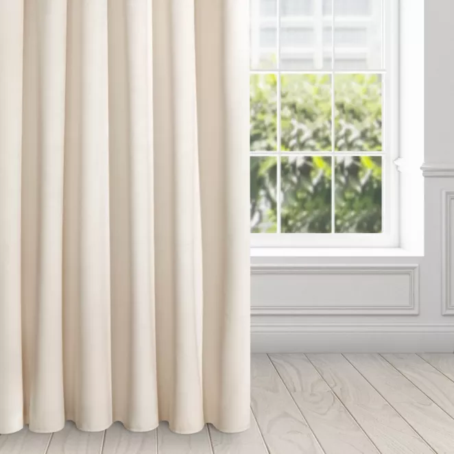 Zasłona jasnobeżowa z ekskluzywnego aksamitnego welwetu 290 g/m2 140x270 cm taśma - RIA - Diva Line