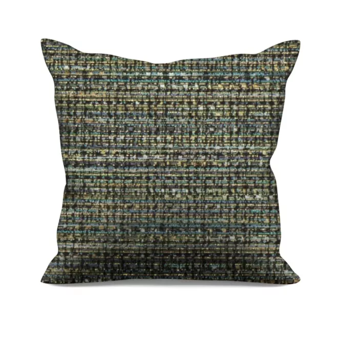 Poszewka szyta czarno turkusowa z tkaniny o grubym, naturalnym splocie z połyskiem