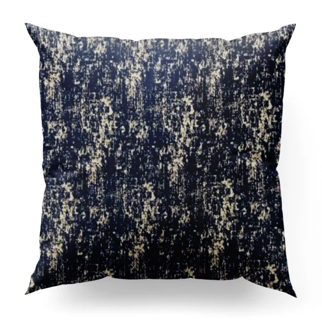 Poszewka szyta MALLORCA granatowo złocista z miękkiej tkaniny szenilowej przetykanej błyszczącą nicią