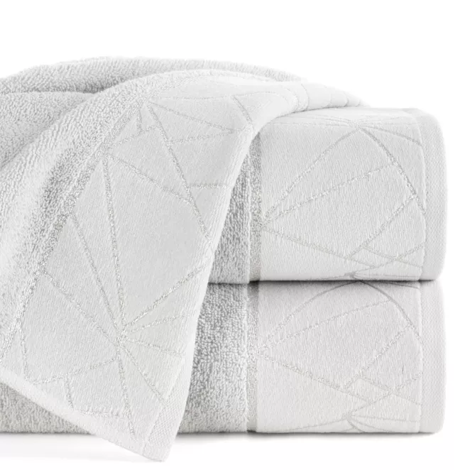 Ręcznik kąpielowy 50x90 cm bawełniany kolor srebrny zdobiony błyszcząca nicią CLEO