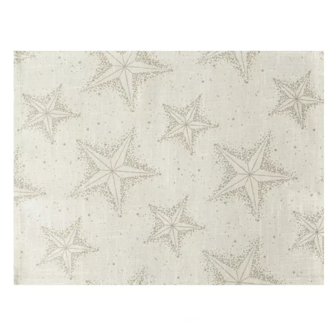 Komplet serwetek świątecznych 4 szt 30x40 cm kremowo, złoty bawełniany zdobione subtelnym wzorem gwiazdek WINTER
