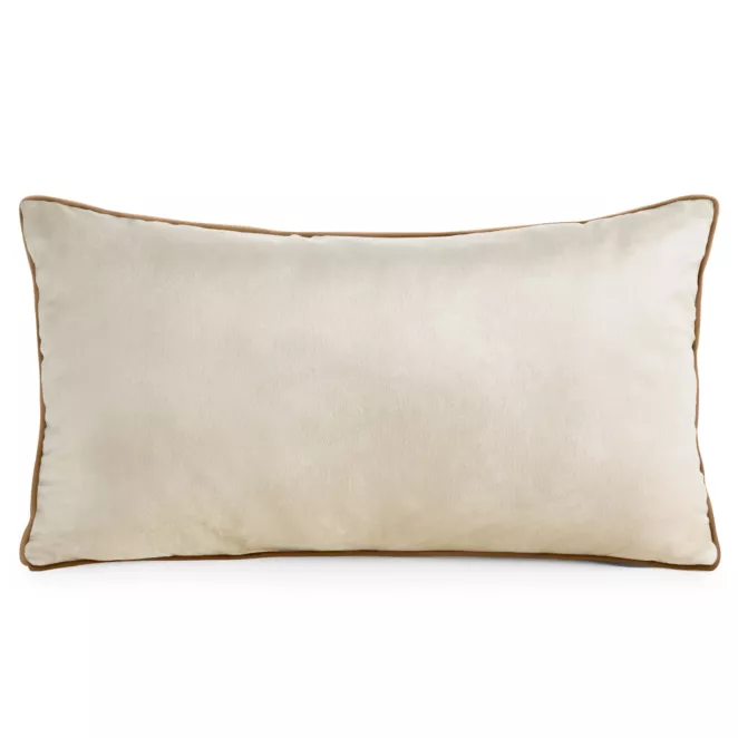Poduszka 30 x 50 cm welwetowa jasnobeżowa z kontrastującą lamówką GAJA 3