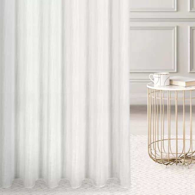 Zasłona szyta na taśmie 5 cm naturalna z tkaniny z efektem melanżu wykończona obciążnikiem