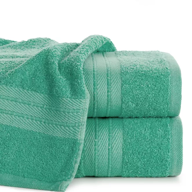 Ręcznik do rąk 30x50 cm bawełniany kolor miętowy z żakardową bordiurą 500 g/m2 KAYA
