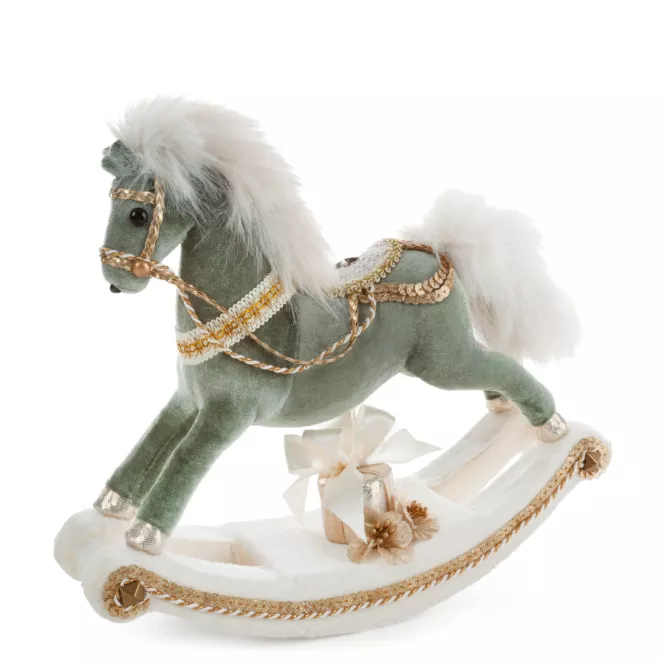 Figurka świąteczna dekoracyjna KONIK NA BIEGUNACH w pastelowych odcieniach