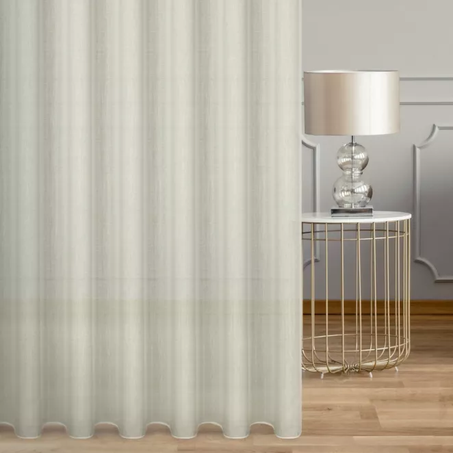 Firana szyta na taśmie 5 cm naturalna z grubszej żorżety wykończonej obciążnikiem