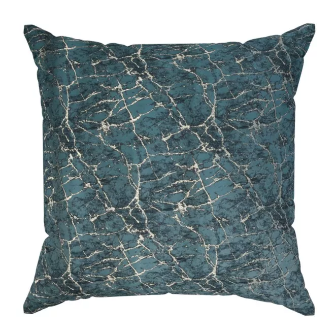 Poszewka szyta turkusowo złota z tkaniny w elegancki nieregularny wzór z błyszczącą nicią i efektem 3D Italissima Eva Minge