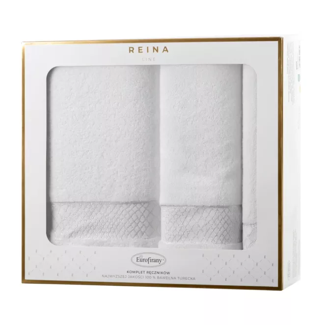 Zestaw ręczników bawełnianych na prezent 3 szt. kolor biały, srebrny 500 g/m2 NATALI