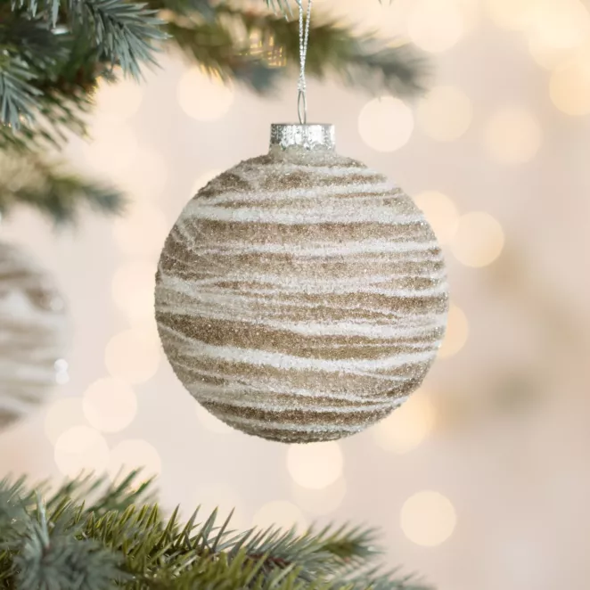 Szklana bombka choinkowa z wzorem strukturalnym w stylu boho