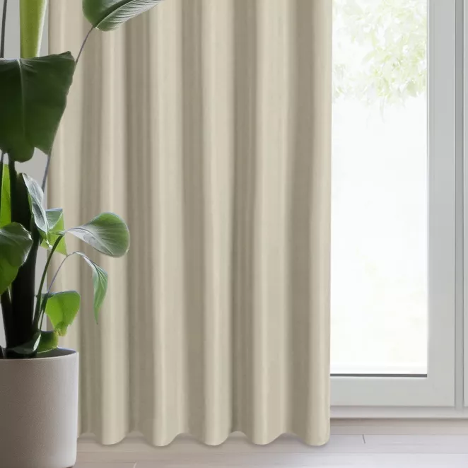 Zasłona ciemnobeżowa z matowej gładkiej tkaniny 140x270 cm taśma - RITA