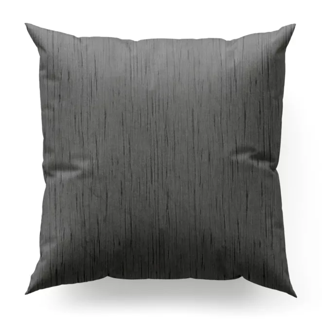 Poszewka szyta ciemnoszara z tkaniny welwetowej w pionowe prążki, wykończona obciążnikiem