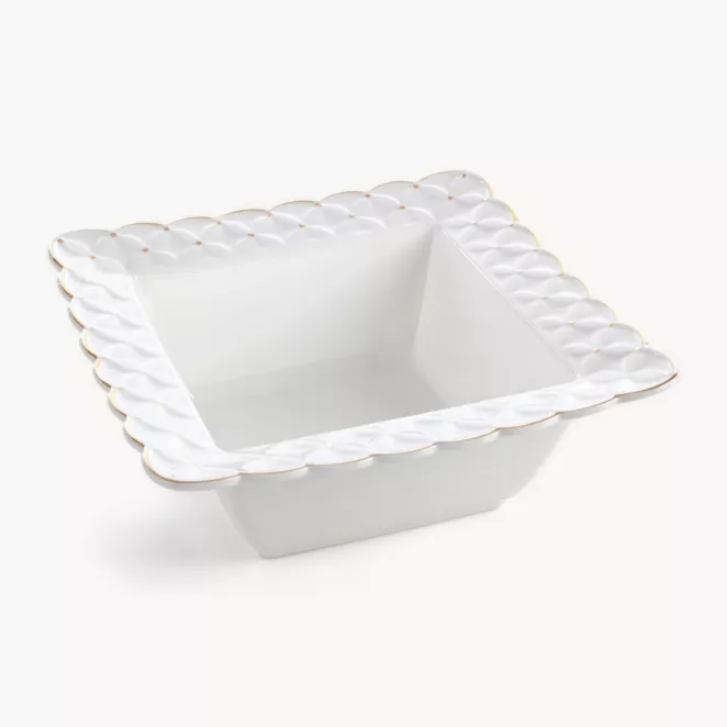 Misa ceramiczna dekoracyjna kremowa z złotymi akcentami 23x23x9 cm BELIA