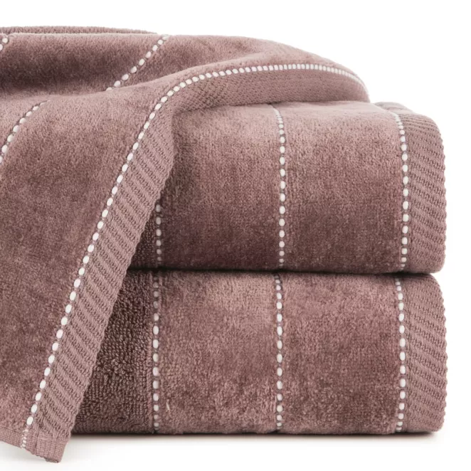 Ręcznik kąpielowy 50x90 cm bawełniany kolor ciemnoróżowy z welurową bordiurą 500 g/m2 ELZA