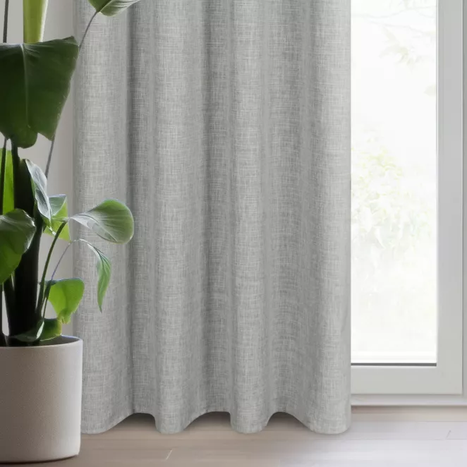 Zasłona szara z lnianym splotem w stylu eko 140x250 cm przelotka - ROMA