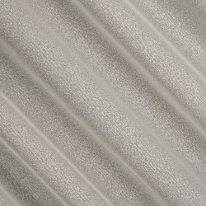 L131/6 Firana szyta na taśmie 5 cm beżowa z gładkiej perłowej etaminy o naturalnym splocie, wykończona obciążnikiem