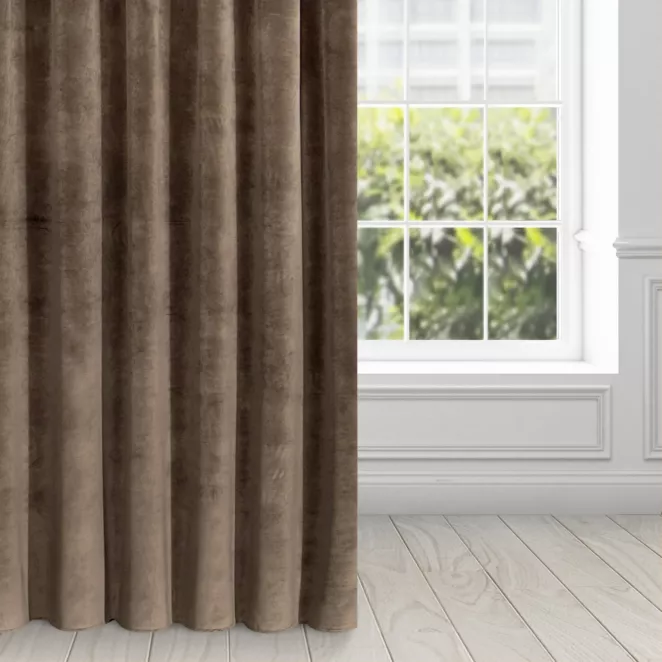Zasłona brązowa z ekskluzywnego aksamitnego welwetu 290 g/m2 140x270 cm taśma - RIA - Diva Line