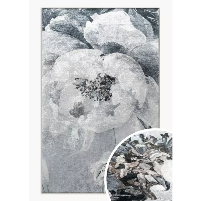 Dywan 50x80 cm jasnoszaro, srebrny z motywem kwiatów LOTUS 4