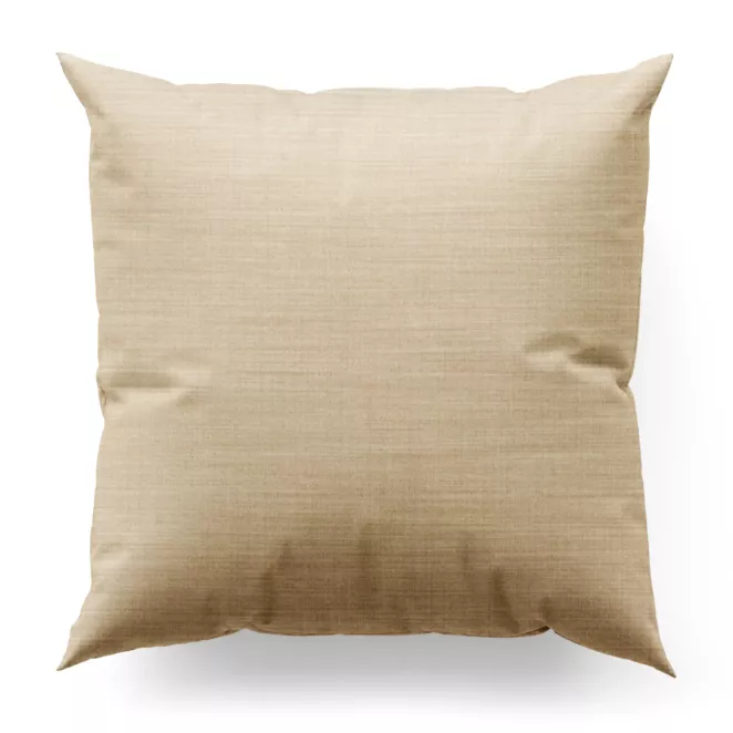 Poszewka szyta beżowa z miękkiej tkaniny o naturalnym splocie w stylu ekologicznym