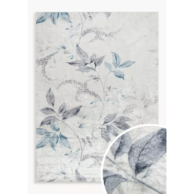 Dywan 50x80 cm kremowo, niebieski zdobiony motywem roślinnym LOTUS 6