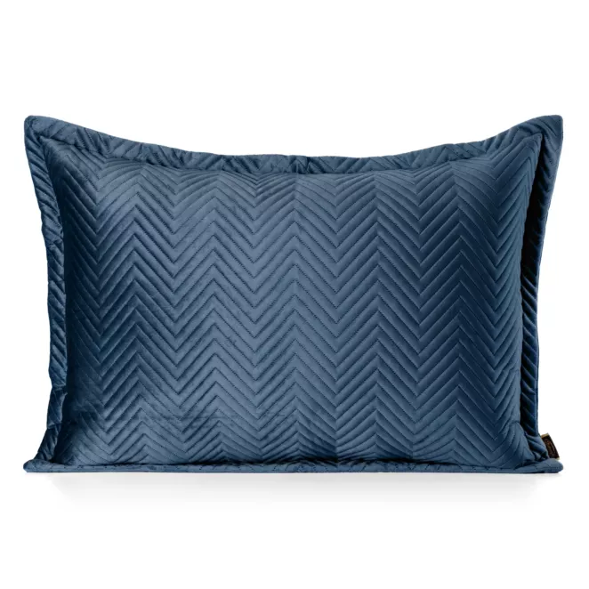 Poszewka na poduszkę 50x70 cm welwetowa, granatowa pikowana w jodełkę metodą hot press SOFIA Eurofirany Premium