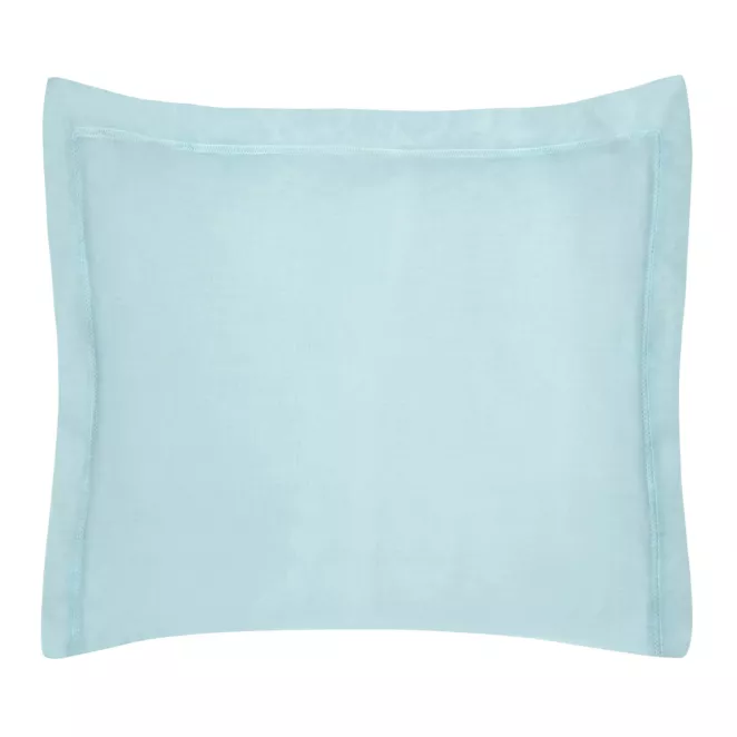 Poszewka na poduszkę 70x80 cm bawełniana błękitna z satynowym połyskiem i ozdobną kantą NOVA COLOUR