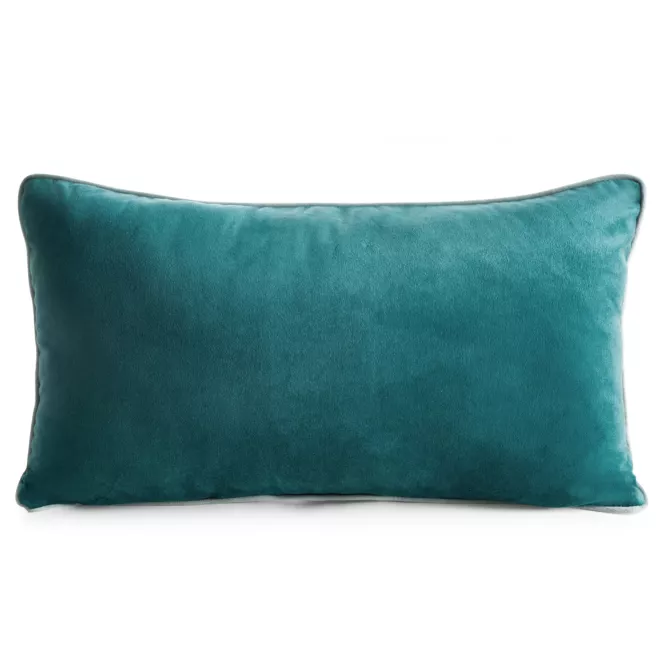 Poduszka 30 x 50 cm welwetowa ciemnoturkusowa z kontrastującą lamówką GAJA 3
