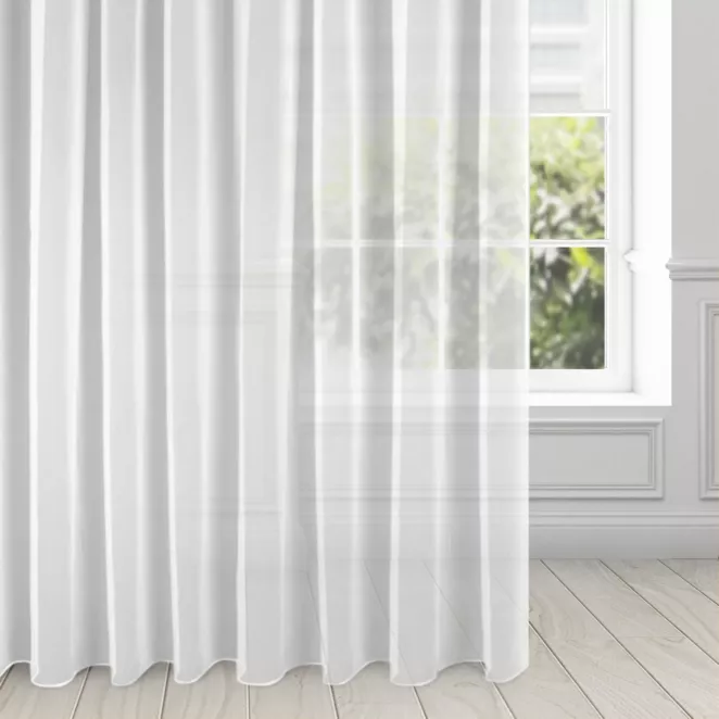 Firana biała z lekkiej i błyszczącej tkaniny 350x250 cm taśma ESEL ELLA LINE