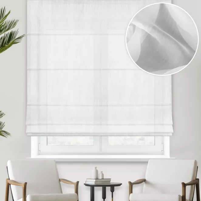 Roleta rzymska biała z delikatnej batystowej tkaniny