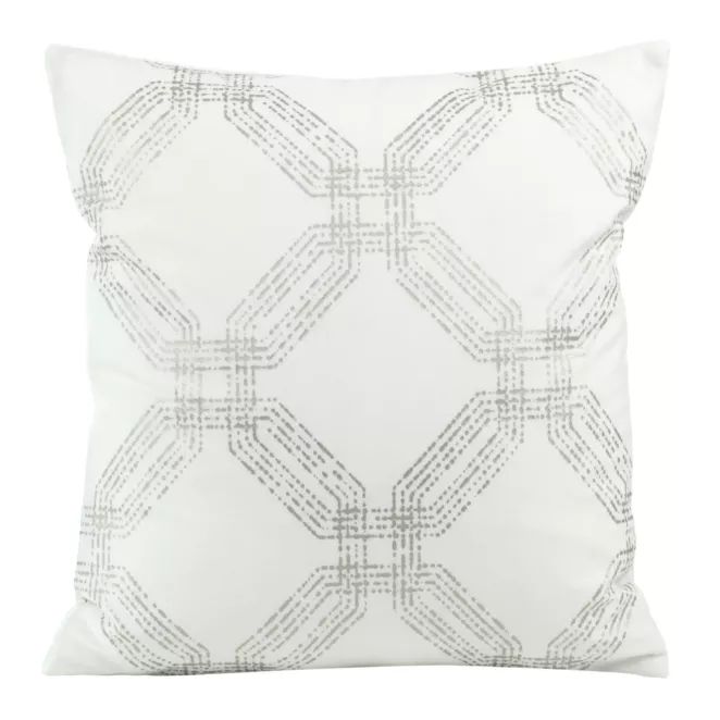 Poszewka na poduszkę 45x45 cm welwetowa kolor biały z błyszczącym nadrukiem BLINK 30